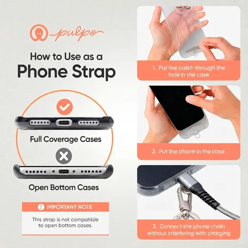 Vista 5 de Pulpo - Cordón antirrobo 2 en 1 para teléfono y correa de muñeca para iPhone y Android, correa ajustable para teléfono celular y correa universal