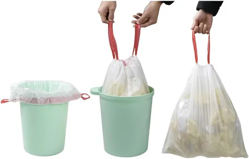Vista 4 de Bolsas de basura pequeñas de 1,5 galones con cordón, bolsas de basura blancas