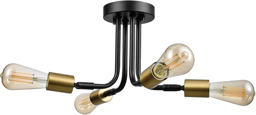 Vista 11 de Globe Electric 66000073 Lámpara de techo con brazo ajustable de montaje semiempotrado de 4 luces, latón mate, brazos giratorios, accesorios