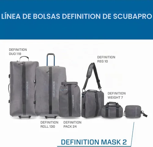 Vista 6 de SCUBAPRO Definition Mask 2 - Bolsa de buceo con correa para equipo de buceo, tela gris de dos tonos reciclada de primera calidad
