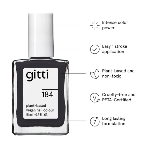 Vista 55 de gitti Esmalte de uñas a base de plantas No tóxico, libre de 30, basado en ingredientes de origen natural, libre de crueldad, vegano