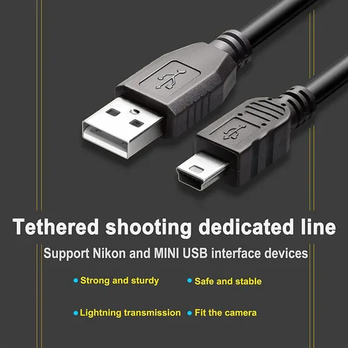Vista 5 de Cable USB UC-E4, compatible con Nikon D610 D2 D3 D3X D100 D90 D80 D70S D70 D60 D50 D40 D40X D200 D300 D3000 D3100S D3100 D7000 D700 0 cable