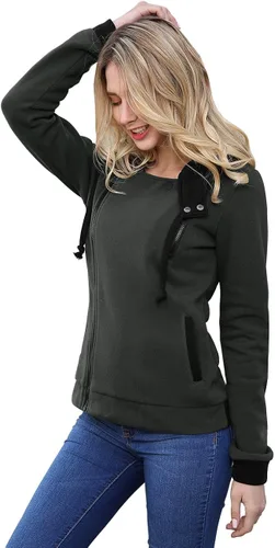 Vista 2 de DJT - Chaqueta con capucha con zíper oblícuo para mujer