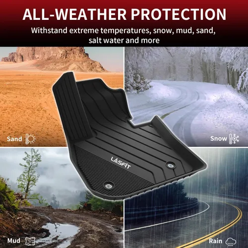 Vista 6 de LASFIT - Tapetes de suelo y maletero de auto, ajuste personalizado, de TPE, para todo tipo de clima, impermeable, juego completo, negros