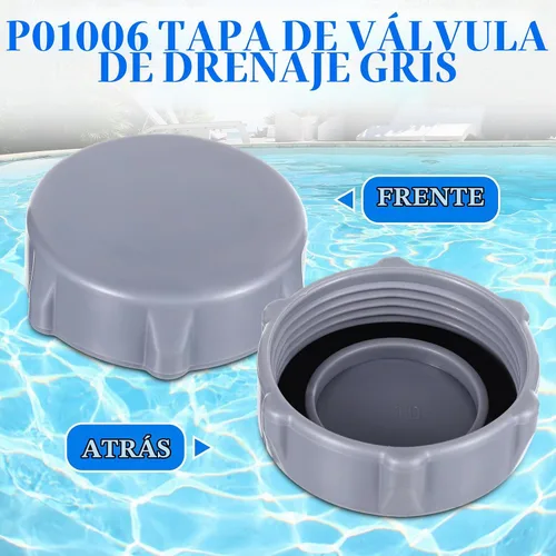 Vista 3 de Tujoe Tapón de válvula de drenaje de repuesto P6H1158 de plástico, compatible con piscinas, modelo P01006, tapa de válvula de drenaje gris