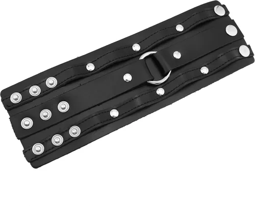 Vista 4 de HZMAN Brazalete ancho gótico punk rock biker pulsera de cuero con correa ancha, Cuero