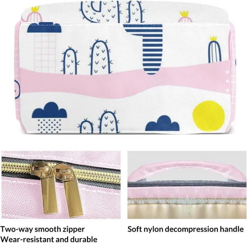 Vista 4 de Sunshine Pink Cactus - Mochila para pañales con nombre de gran capacidad, bolsa multifunción para mamá, papá, unisex, niño y niña, Diseño 1