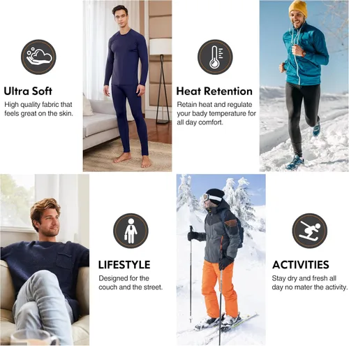 Vista 7 de CL convallaria Camisa térmica para hombre, 24 piezas, manga larga, forro polar, capa base atlética, equipo deportivo para clima frío