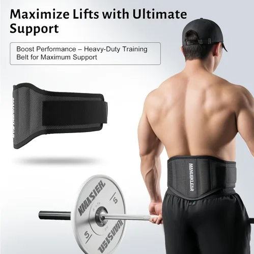 Vista 5 de MANUEKLEAR Cinturón de Levantamiento de Pesas para Gimnasio, Cinturón de Entrenamiento de Levantamiento de Pesas y Powerlifting para Hombres
