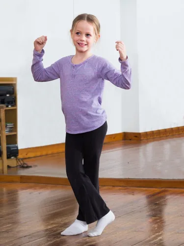Vista 6 de Stelle Leggings acampanados para niña con bolsillos, cintura alta, corte de bota, pantalones de yoga para danza, pantalones acampanados