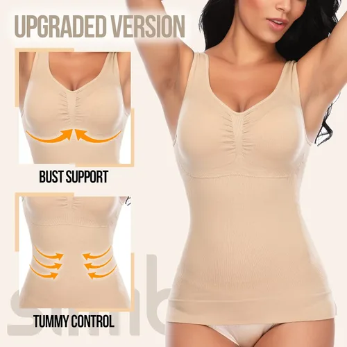 Vista 3 de SLIMBELLE Camisola para mujer con control de abdomen y moldeador de cuerpo con brasier integrado