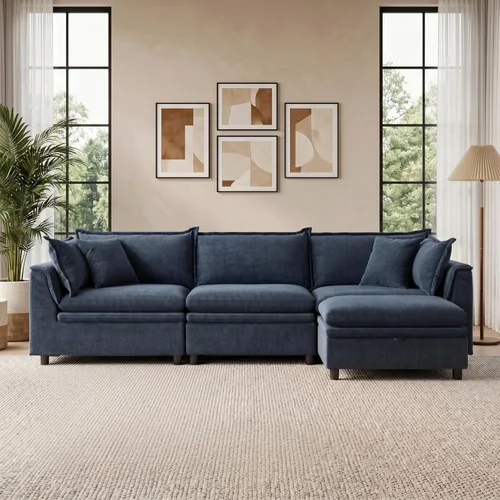 Vista 13 de Sofá modular modular de 113.4 pulgadas con otomana de almacenamiento Gris