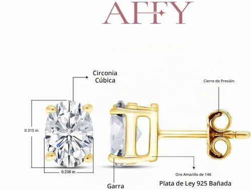 Vista 2 de Aretes solitarios con piedra natal para mujer, 0.315x0.236 in de corte ovalado Cubic Zirconia