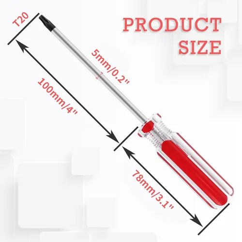 Vista 2 de Bonsicoky Destornillador de seguridad Torx T20 con punta magnética Rojo