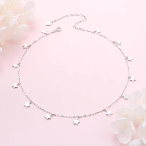 Vista 3 de Gargantilla de plata esterlina con colgante de cadena de disco para mujer, 13+3 pulgadas