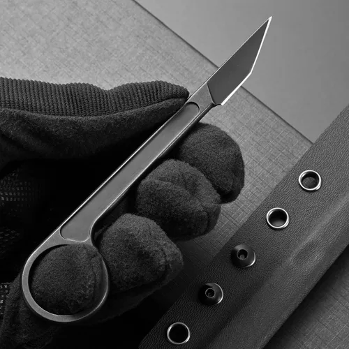 Vista 6 de CCanku C1104 - Cuchillo de hoja fija D2 con mango de acero inoxidable para caza, herramienta EDC, supervivencia, campamento al aire libre con funda