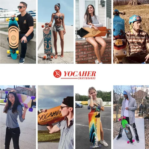 Vista 7 de Yocaher Earth Series - Patinetas completas Longboard con BlackWidow Premium 80A Grip Tape Aluminio Truck ABEC-9 Rodamiento 2.756 in Ruedas