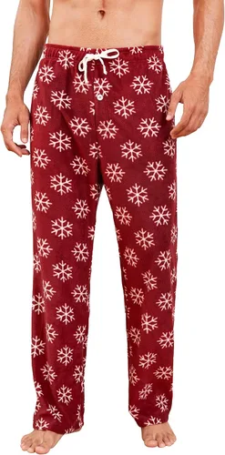 Vista 8 de U2SKIIN Pantalones de pijama de forro polar para hombre, pantalones de Buffalo Plaid-rojo