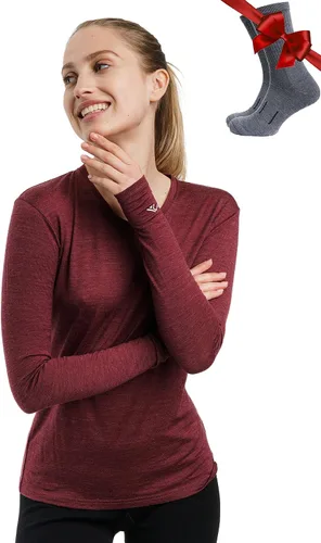 Vista 34 de 100% lana merino capa base mujer - camisa térmica de manga larga con 165 gris carbón