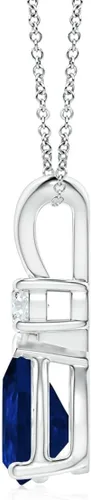 Vista 123 de Angara Colgante de lágrima de zafiro azul natural con diamante en plata/oro macizo de 14 quilates/platino Cumpleaños, compromiso, aniversario