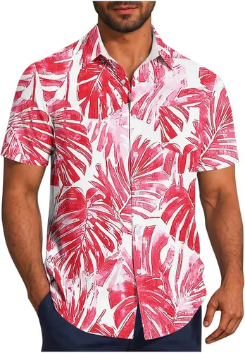 Vista 10 de Zeiyignr Camisa hawaiana para hombre con bolsillo, manga corta, con botones, resistente a las arrugas, para playa, fiestas en la piscina, vacaciones