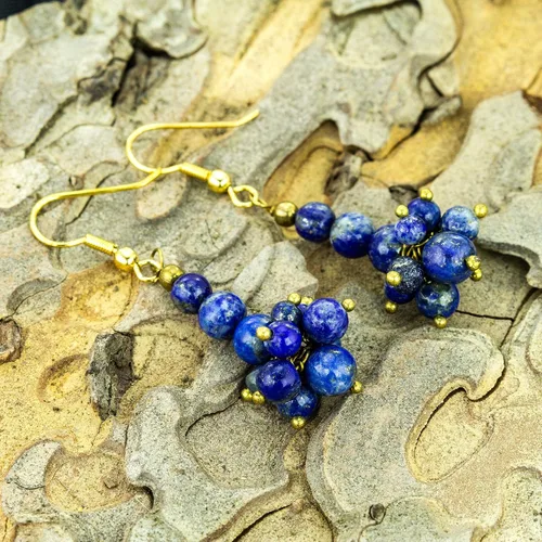 Vista 7 de Mystic Self Lapislázuli - Pendientes colgantes hechos a mano con piedras preciosas azules