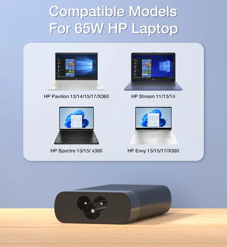 Vista 5 de Nuevo cargador para portátil de 65 W compatible con HP Spectre x360 13-4193nr 15-ap001nx 15t-ap000, HP ProBook Charger X360 11 G1 G2 G3 G4 G5 G6