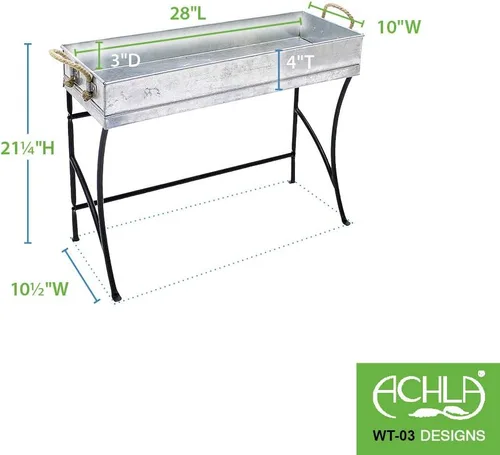 Vista 3 de Achla Designs WT-03 - Caballete de metal pequeño, para plantas para interiores y exteriores, con bandeja extraíble, pequeño, negro y acero