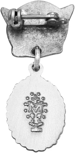 Vista 2 de Rosemarie's Religious Gifts Pequeño ángel con medalla milagrosa ovalada esmaltada de plata de ley