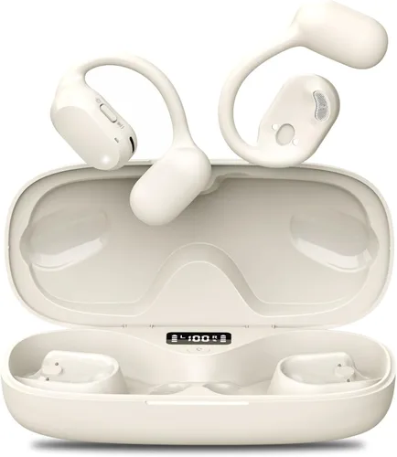 Vista 11 de BANIGIPA Auriculares de oreja abierta con micrófono de brazo desmontable, auriculares Bluetooth 5.4 con micrófono de cancelación de ruido