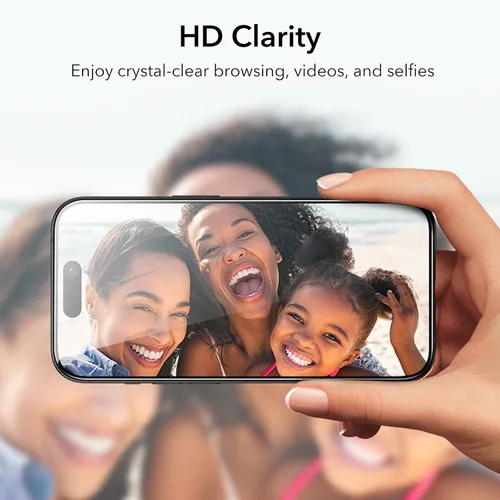 Vista 7 de ESR Paquete de 3+1 protector de pantalla de privacidad para iPhone 15 Plus, protector de pantalla de privacidad de vidrio templado antiespía, bordes