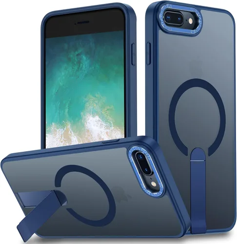 Vista 14 de Funda para iPhone 8 Plus, funda para iPhone 7 Plus, soporte magnético integrado [compatible con Magsafe] Funda protectora translúcida a prueba