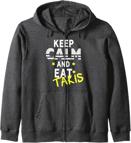 Vista 5 de Let's wear Keep Calm and iss Takis - Sudadera con capucha con cremallera, Negro