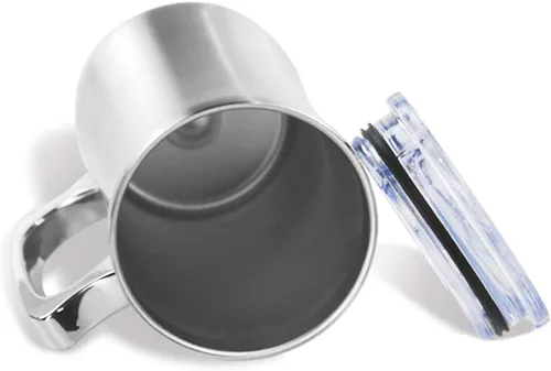 Vista 3 de Tazas de acero inoxidable de doble pared de 20 onzas, taza de metal para café, té y vino, tazas aisladas con asas que mantienen las bebidas frías