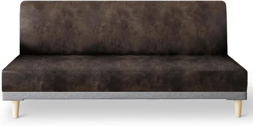 Vista 51 de molasofa - Funda elástica para futón de aspecto de cuero, cubierta para sofá sin brazos, protector de muebles con parte inferior elástica, funda