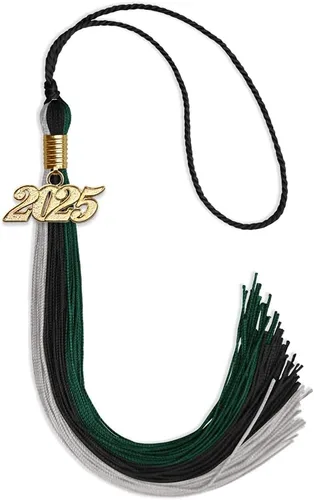 Vista 129 de Endea - Borla de graduación de triple color con gota de fecha dorada (negro/dorado/granate, 2020)