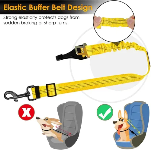 Vista 24 de SlowTon Cinturón de seguridad para perro, correa de cinturón de seguridad ajustable para perro, 2 en 1, cinturón de seguridad para perro