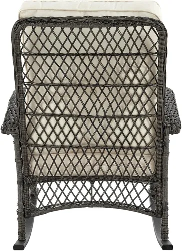 Vista 6 de Manhattan Comfort Fruttuo - Mecedora para exteriores con cojines impermeables extraíbles, hecha de ratán de acero, mecedora de patio resistente a