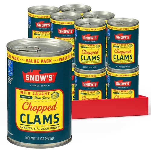 Vista 9 de Snow's Almejas Cortadas Silvestres Enlatadas, Lata de 6.5 oz - 5g de Proteína Por Porción - Sin Gluten, Apto para Keto, 99% Libre de Grasa