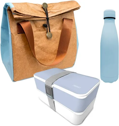 Vista 3 de Nerthus FIH 1039 SET - Botella de doble pared de acero inoxidable rosa + funda para tarjeta rosa + bolsa térmica rosa