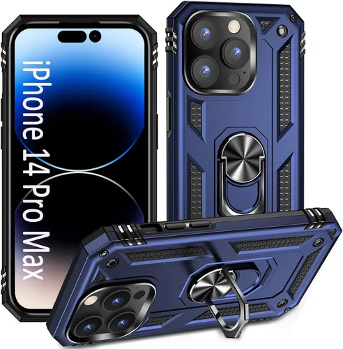 Vista 10 de ADDIT i Phone 14 Pro - Funda para iPhone 14 Pro, con anillo de soporte, soporte ajustable, grado militar, protección resistente, a prueba de golpes