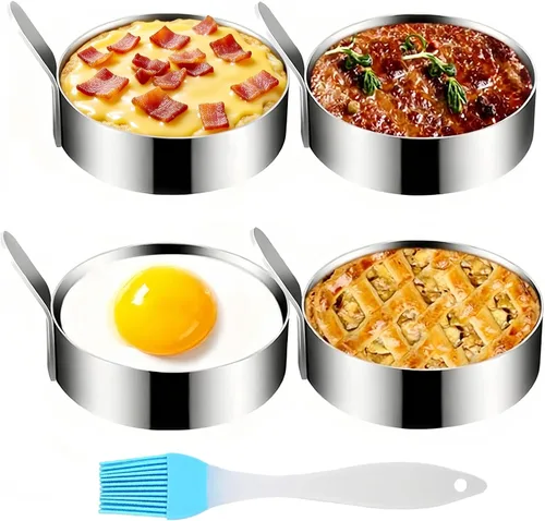 Vista 7 de Anillo de tortilla de acero inoxidable – 2 anillos de cocina antiadherentes de 8 pies para panqueques, tortillas, sándwich (tamaño grande)