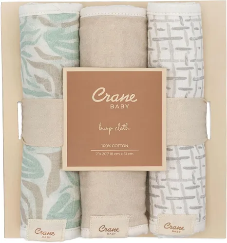 Vista 8 de Crane Baby Paños de muselina para bebé para eructar, paño ligero y absorbente para eructos, Beach Life estrella de mar, juego de 3, 7" x 20