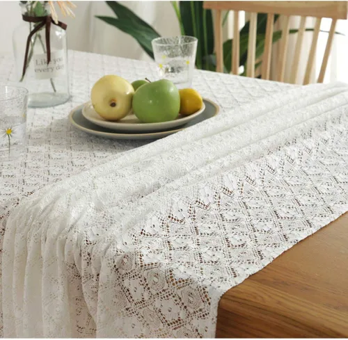 Vista 4 de AMZALI Classic Collection - Mantel de encaje de ganchillo de algodón, a prueba de polvo, para mesa de bufé, cena de vacaciones, fiestas, banquetes