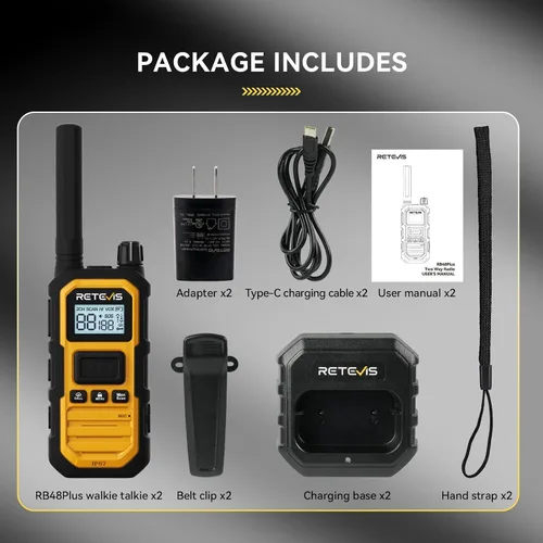 Vista 8 de Retevis RB48PLUS GMRS Walkie Talkies de largo alcance, IP67 impermeable