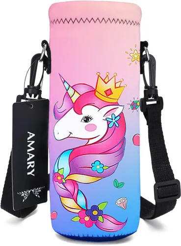 Vista 16 de AMARY Bolsa de neopreno para botella de agua de 33.8 fl oz con correa ajustable para el hombro, cubierta aislada para botellas de acero Aves