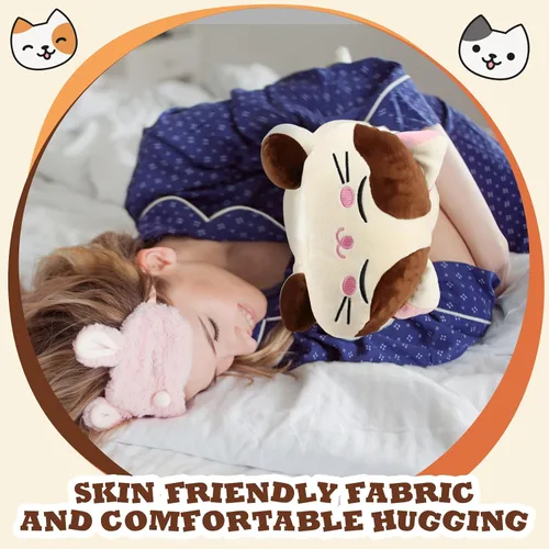 Vista 5 de Jexine 2 almohadas de felpa de gatito de 23.6 pulgadas, almohada de peluche grande para niñas, suave y lindo animal de peluche para niños, regalos