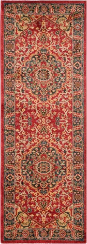 Vista 2 de SAFAVIEH Mahal Collection - Alfombra de pasillo, 2 pies 2 pulgadas x 6 pies, azul marino y rojo, diseño oriental tradicional, no desprende pelusa