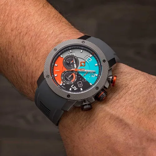 Vista 2 de LIV GX1 - Reloj clásico resistente con cronógrafo suizo de 177 pulgadas 316L SS 3D multicapa con fecha rápida resistente a los arañazos resistente