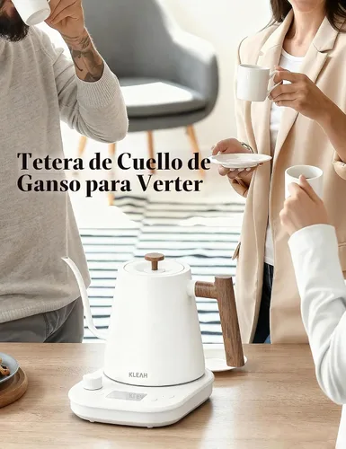 Vista 7 de KLEAH Hervidor eléctrico de cuello de cisne con control de temperatura – Hervidor de té y café de apagado automático de 0.8L, caldera de agua